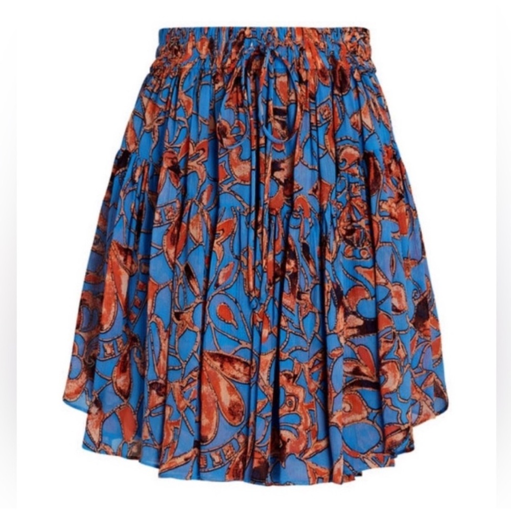 A.L.C. Silk Mini Skirt - Size 4 - Izzy Blue & Orange Print